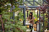 Woman preparing table