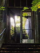 Entrance door in abandoned building