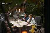 Friends sitting in garden