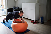 Man training at home