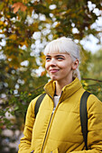 Smiling woman looking away