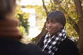 Smiling woman looking away