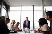 Man talking during business meeting