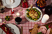 View of Christmas food on table