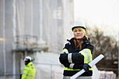 Female engineer at building site