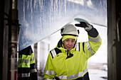 Portrait of female engineer at construction site
