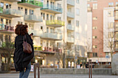 Beautiful woman walking on street