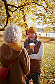 Senior couple talking together