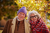 Portrait of senior couple looking at camera