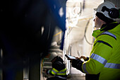 Construction worker working at building site