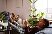 Children playing video games at home