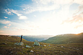 View of hiker in mountains