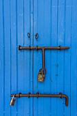 Charming entry door in the old walled city of Cartagena, Colombia.