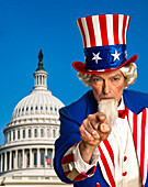 Usa, Washington Dc, Uncle Sam in front of USA, Capital building