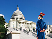 USA, Washington Dc, Onkel Sam mit Blick auf die USA, Hauptstadtgebäude