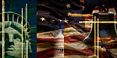 Patriotische Komposition mit Symbolen der amerikanischen Unabhängigkeit