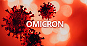 Rote COVID-19 Omicron-Zellen