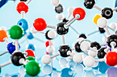 Molecular model against blue background