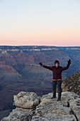 United States, Arizona, Grand Canyon National Park, South Rim, Senior female hiker standing
