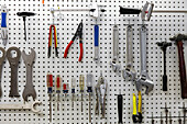 Work tools in bicycle shop