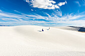 Vereinigte Staaten, New Mexico, White Sands National Park, Menschen auf Dünen