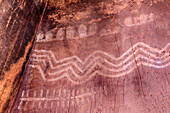 Arizona, Coconino National Forest, Palatki Heritage Site, Piktogramme an der Roasting Pit-Stelle