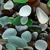 USA, California. Natural sea glass on beach