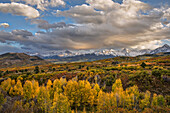 Mt. Sneffels and Sneffels Range at sunset in autumn, Uncompahgre National Forest, Colorado