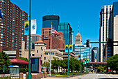 Minnesota, Minneapolis Skyline vom Convention Center aus