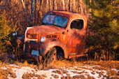 USA, Minnesota, Hinckley. Abstract of abandoned vintage truck.