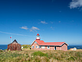 The Cape Horn lighthouse and small chapel at Cape Horn, Cabo de Hornos National Park, Hornos Island, Chile, South America