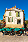 Facade of Brasserie L'Aficion, Arles, Bouches-du-Rhone, Provence-Alpes-Cote d'Azur, France, Western Europe