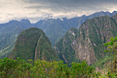 Mountain landscape in the Andes Cordillera near Machu Picchu, the ruined city of the Incas, Andes Cordillera, Urubamba province, Cusco, Peru, South America