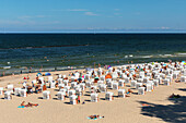 Beach chairs on the beach of Sellin, Ruegen Island, Baltic Sea, Mecklenburg-Western Pomerania, Germany, Europe