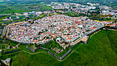 Aerial of Elvas, UNESCO World Heritage Site, Alentejo, Portugal, Europe