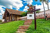 Painted front of the San Miguel de Velasco Mission, Jesuit Missions of Chiquitos, UNESCO World Heritage Site, Santa Cruz department, Bolivia, South America