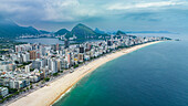 Aerial of Leblon beach, Rio de Janeiro, Brazil, South America