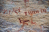 Rock art painting at Pedra Furada, Serra da Capivara National Park, UNESCO World Heritage Site, Piaui, Brazil, South Americal
