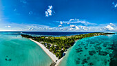 Luftaufnahme der Heimatinsel, Cocos (Keeling)-Inseln, Australisches Territorium im Indischen Ozean, Australien, Indischer Ozean