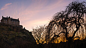 Edinburgh Castle at sunset, UNESCO World Heritage Site, Edinburgh, Scotland, United Kingdom, Europe