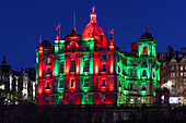 The Mound lit up for Christmas, Edinburgh, Scotland, United Kingdom, Europe