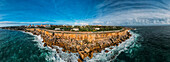 Aerial drone panoramic view of Cascais, Portuguese coastline, Portugal, Europe