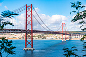 Ponte 25 de Abril bridge from Arialva, Lisbon, Portugal, Europe