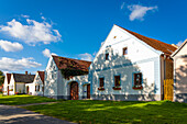 Historical houses at Holasovice Historic Village Reservation, rural baroque style, UNESCO World Heritage Site, Holasovice, Czech Republic (Czechia), Europe