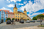 Pisek Town Hall on Velke namesti, Pisek, South Bohemian Region, Czech Republic (Czechia), Europe