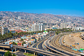 Valparaiso city seen from Mirador Baron, Valparaiso, Chile, South America