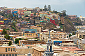 Colorful houses of Valparaiso on hill in Playa Ancha, Valparaiso, Chile, South America