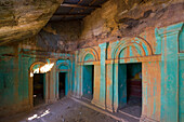 Temple exterior, Hpo Win Daung Caves (Phowintaung Caves), Monywa, Myanmar (Burma), Asia