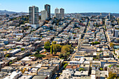 Elevated view of Russian Hill neighborhood and Washington Square seen from Coit Tower, San Francisco, California, United States of America, North America