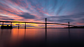 Sunset on Mount Hope Bridge, Rhode Island, New England, United States of America, North America